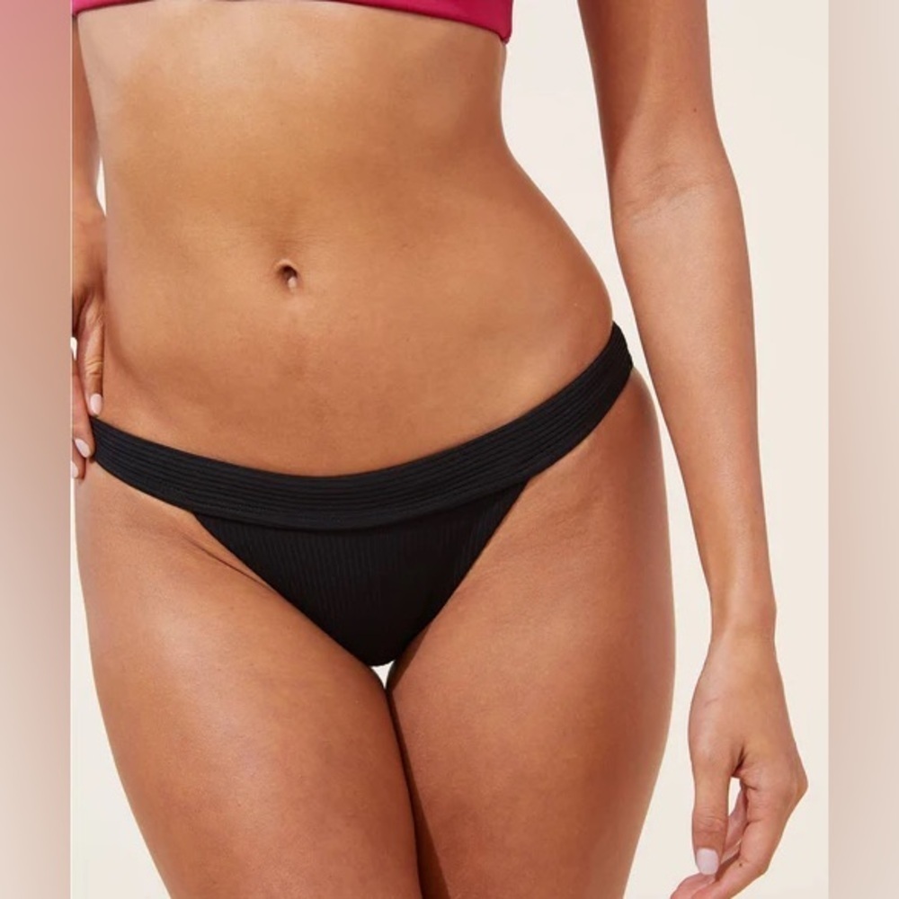 NWT Andie Swim Black The Banded Cheeky Rib Bottom